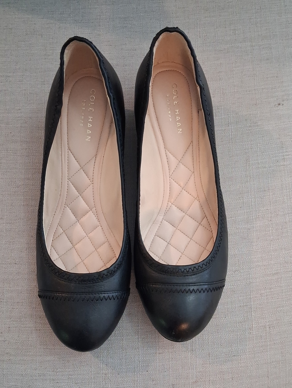Cole Haan Black Quilted-Insole Round-Toe Flats